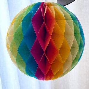 Bundle Lot of Vintage Retro Rainbow Paper Honeycomb Accordion Globe Decorations